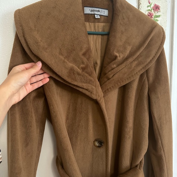 Vintage Anne Klein Belted Brown Wool Trench Coat/OverCoat Size Medium - Picture 9 of 17